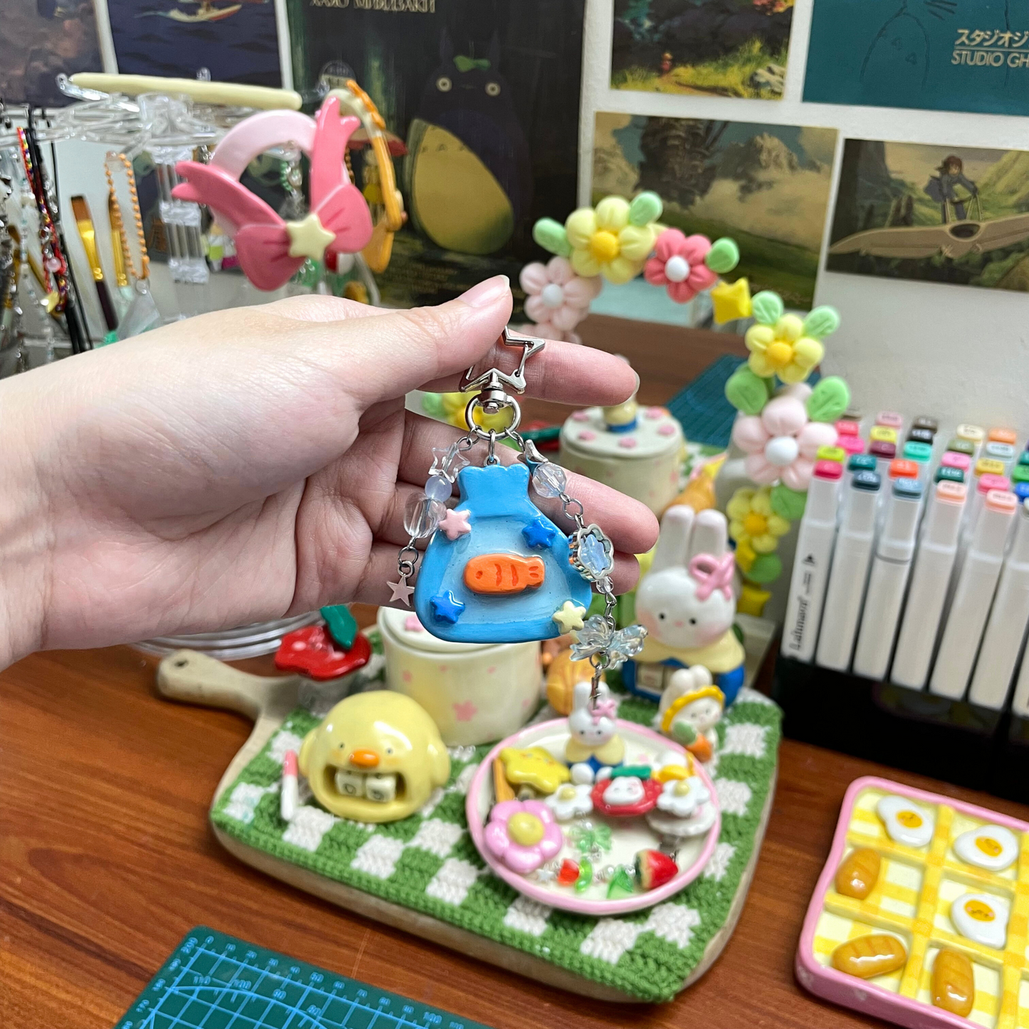 Fish Pouch Clay keychain