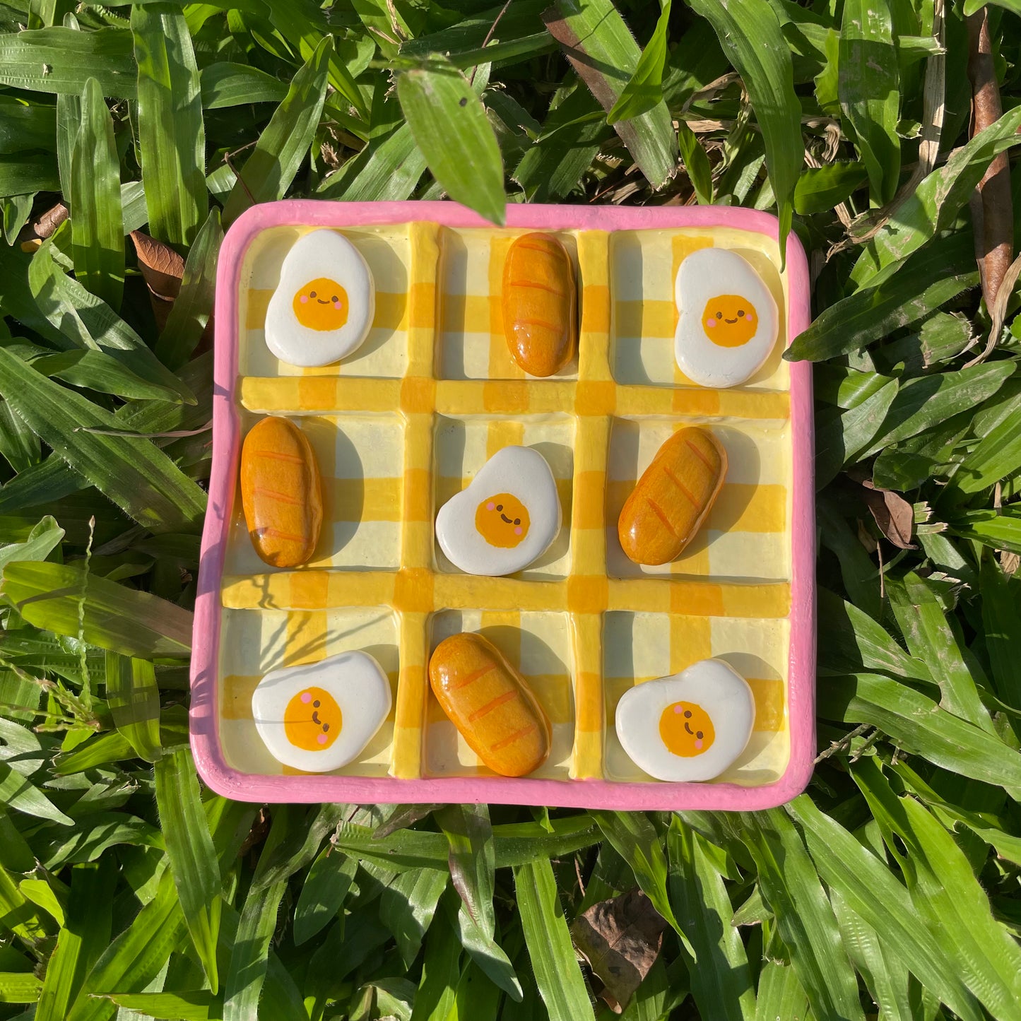 Cute Bread - Egg Tic tac toe clay board