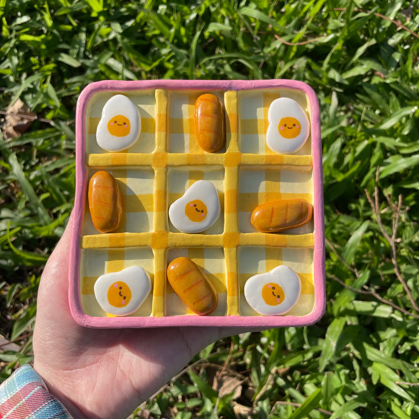 Cute Bread - Egg Tic tac toe clay board
