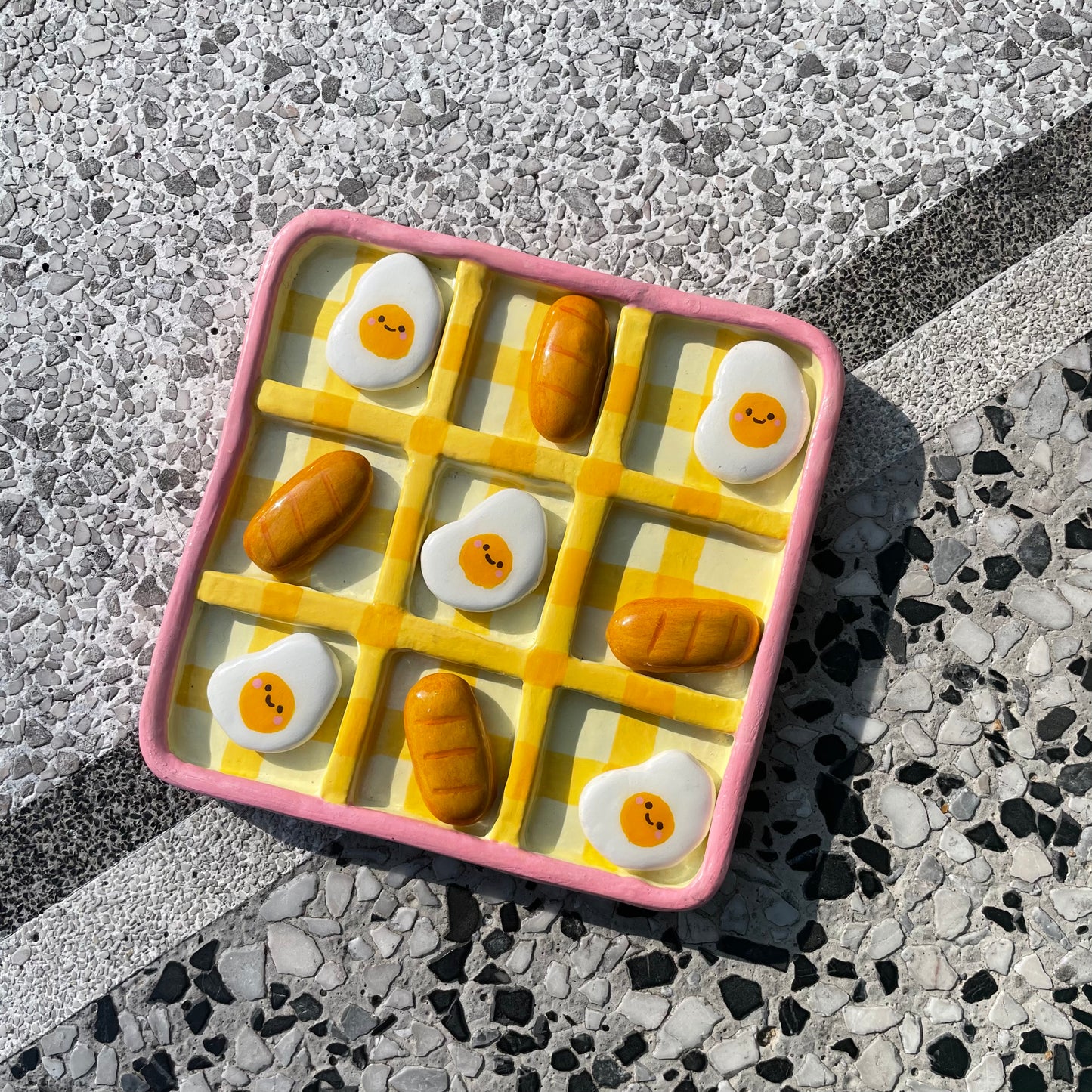 Cute Bread - Egg Tic tac toe clay board