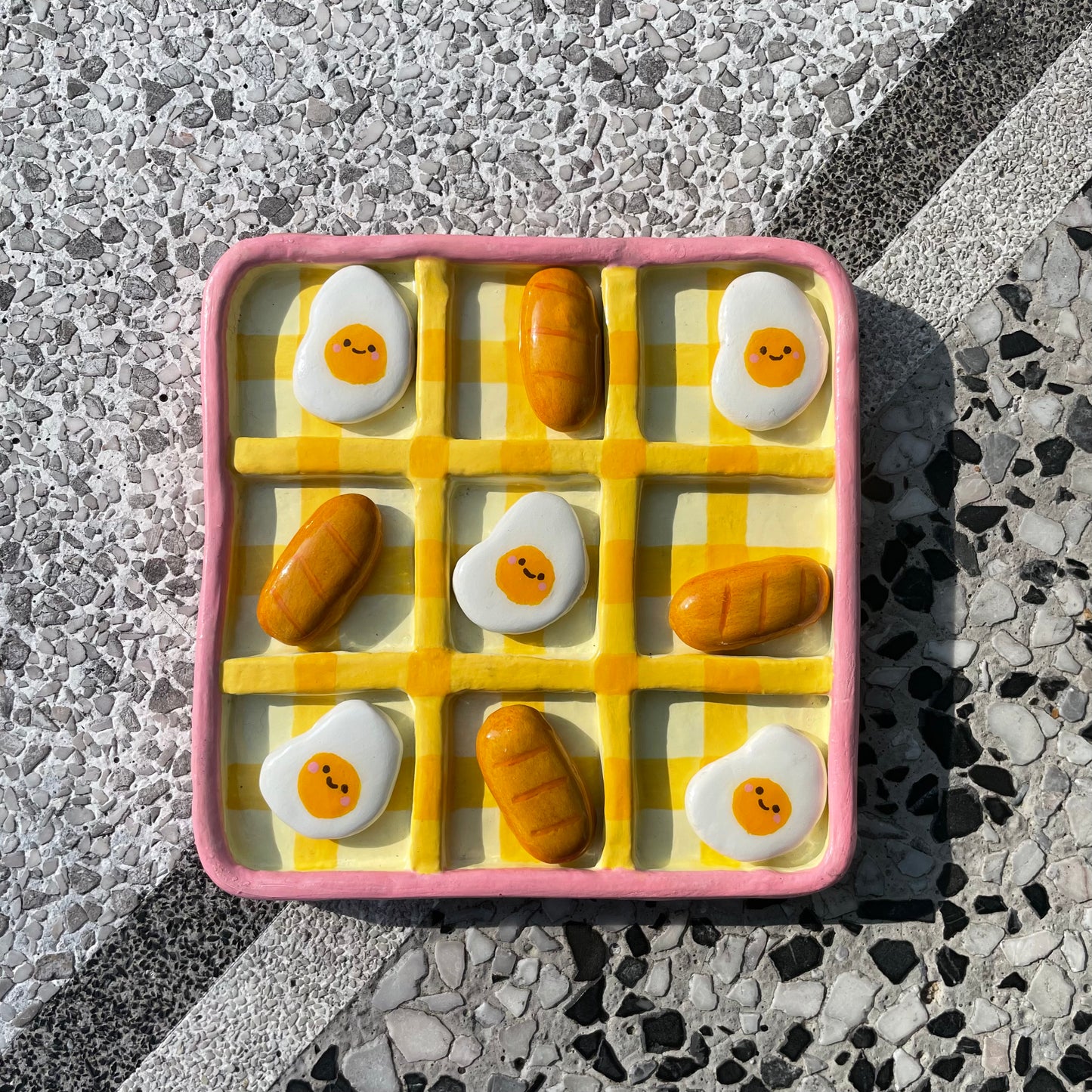 Cute Bread - Egg Tic tac toe clay board