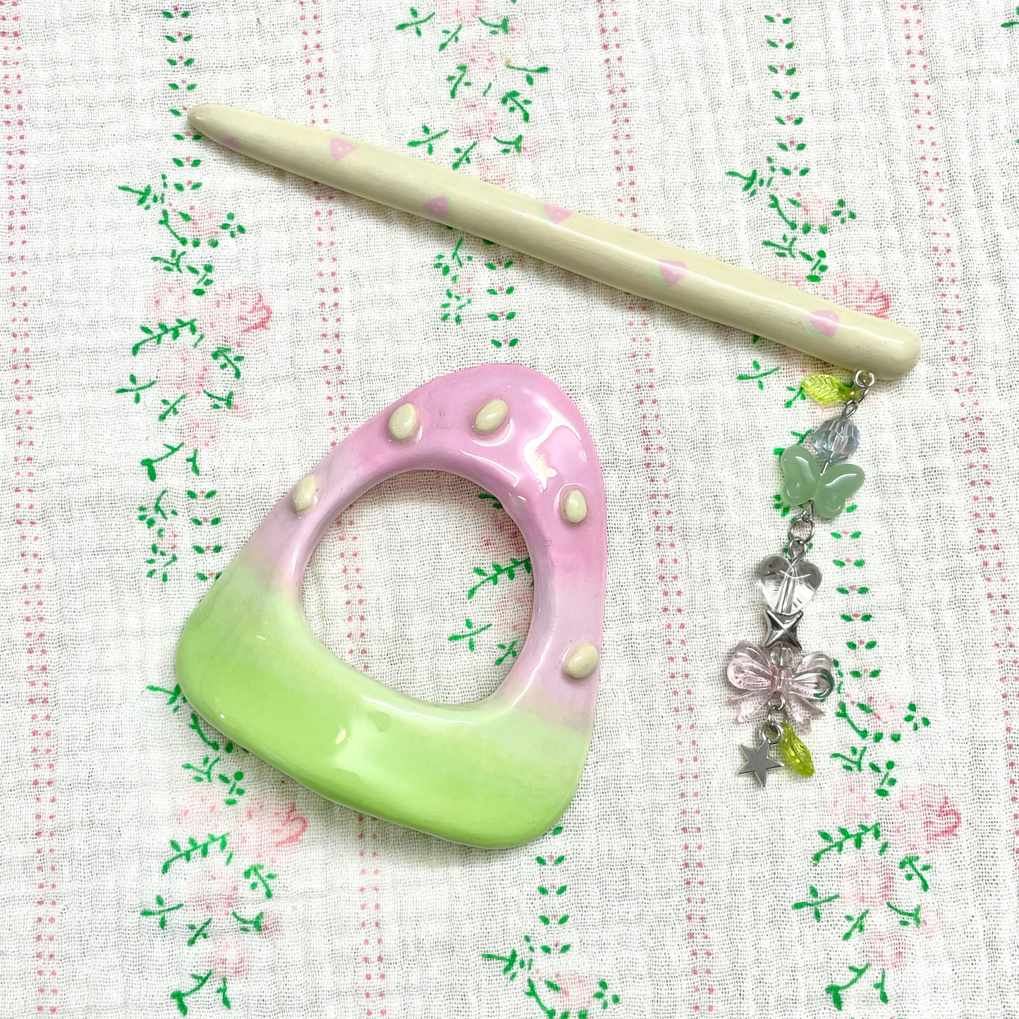 Watermelon Clay Hair Brooch