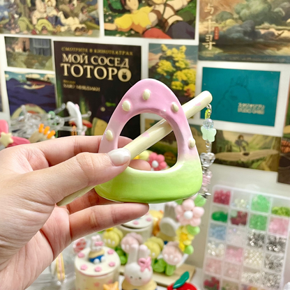 Watermelon Clay Hair Brooch