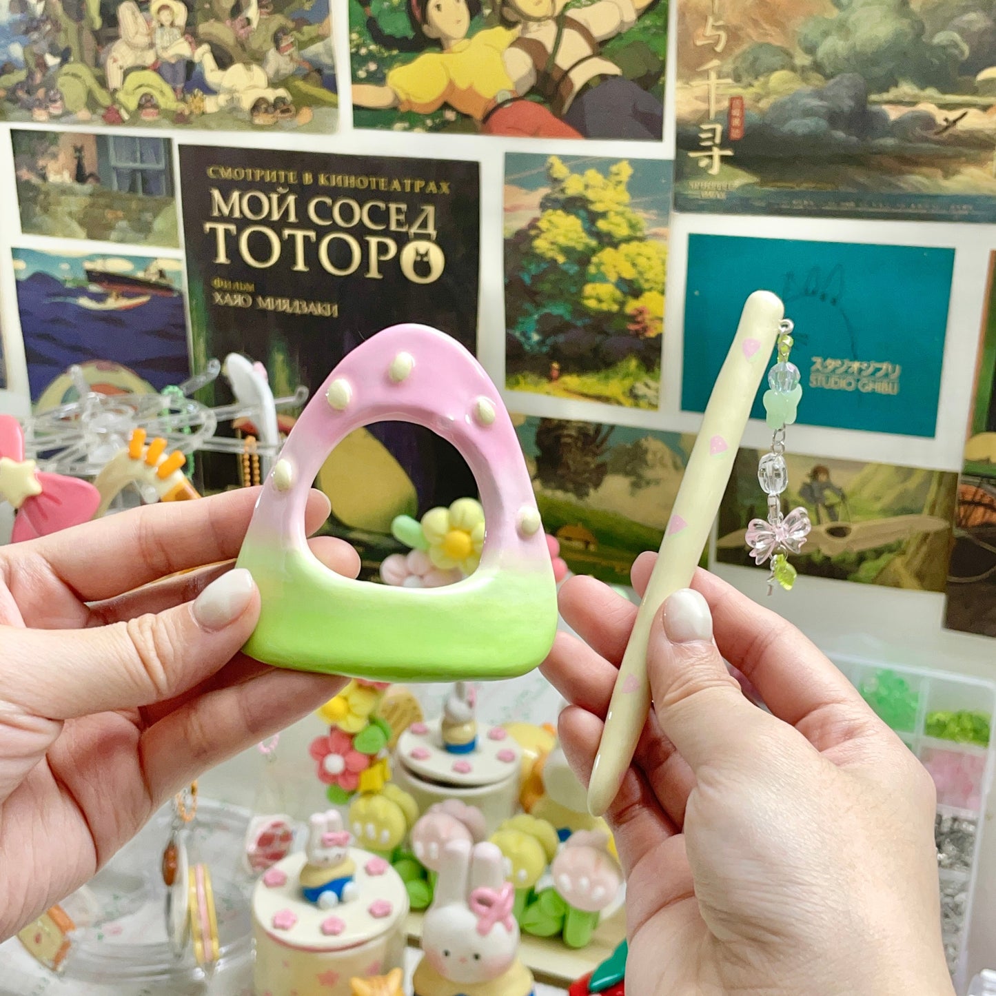 Watermelon Clay Hair Brooch