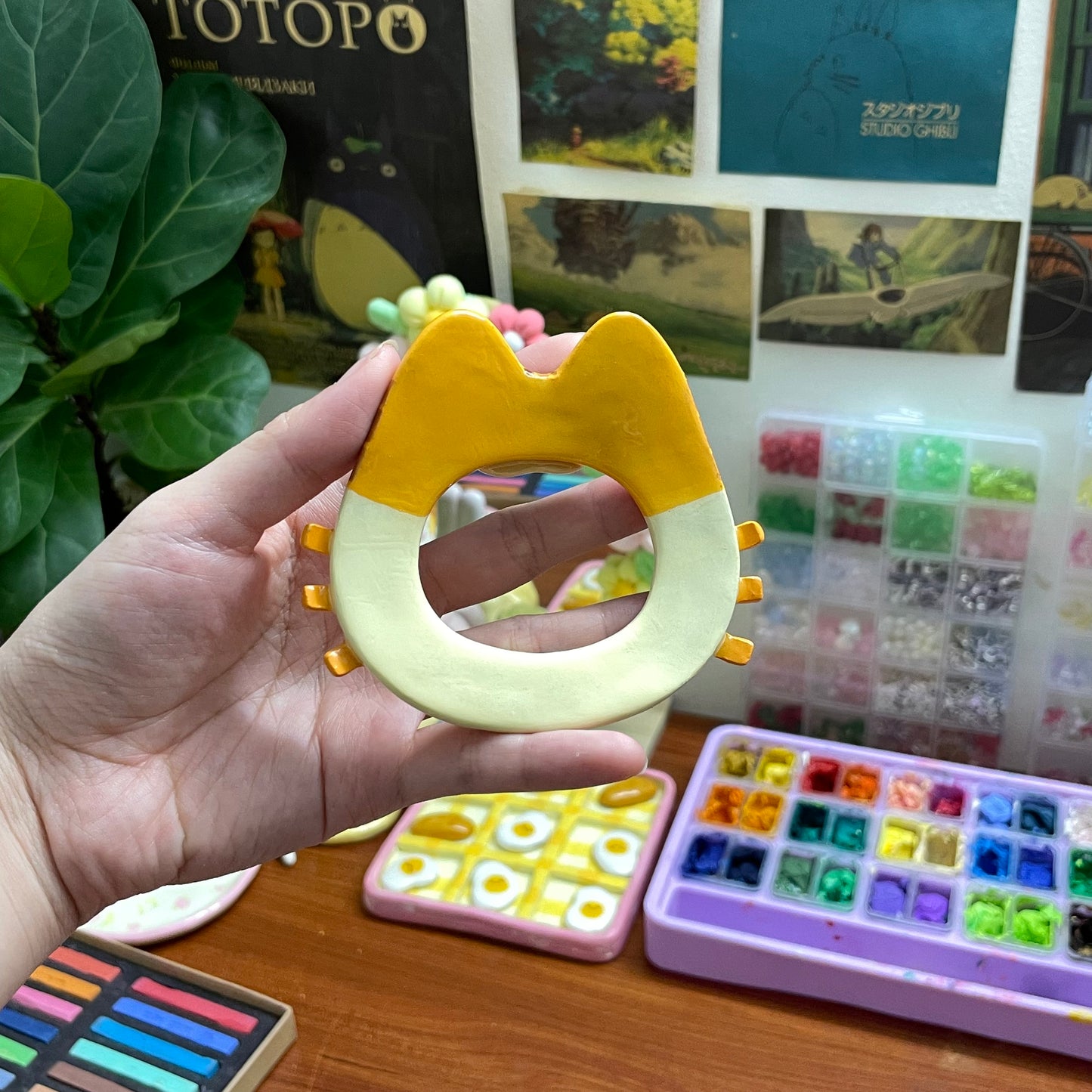 Orange Kitten Clay Hair Brooch