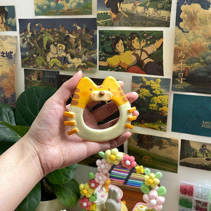 Orange Kitten Clay Hair Brooch