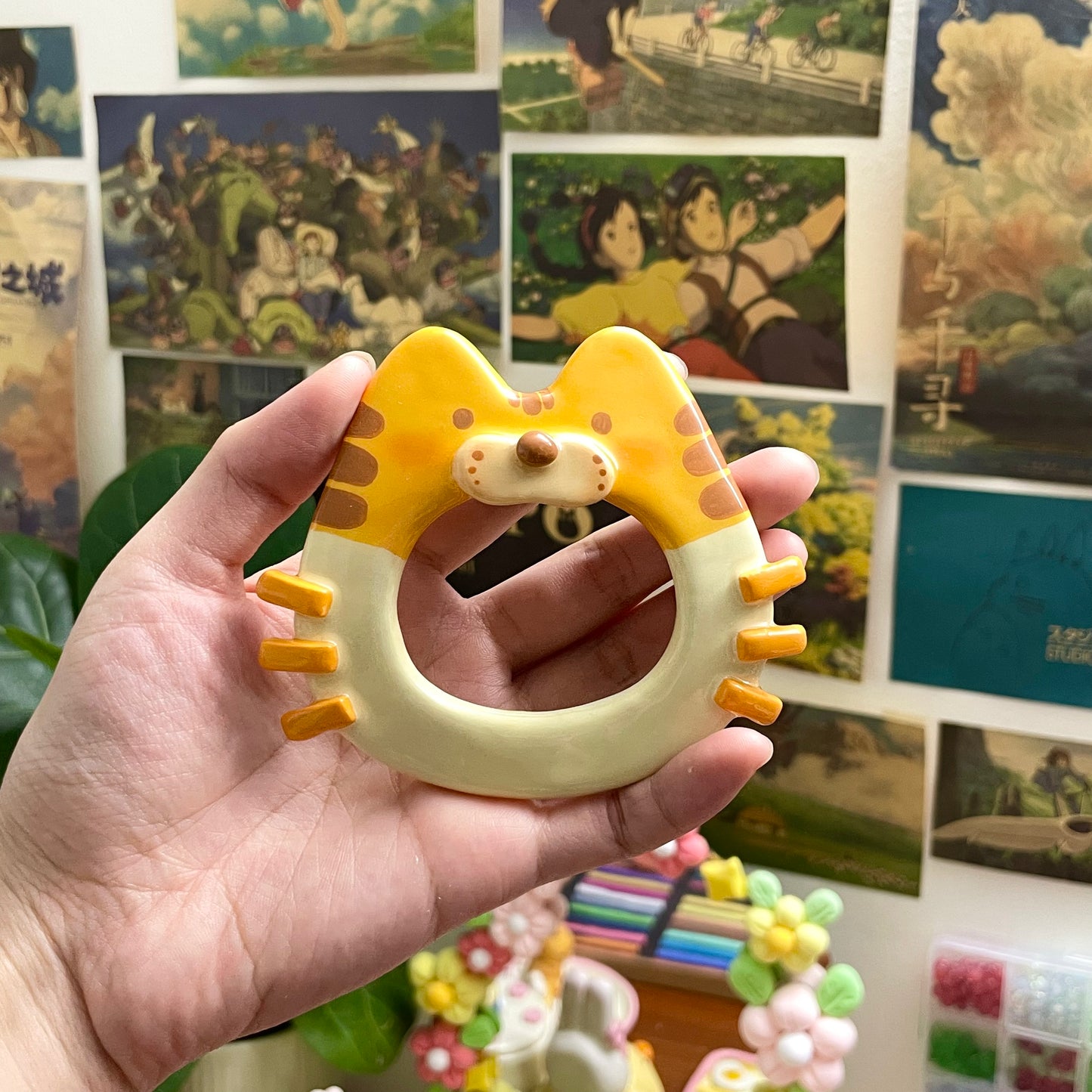 Orange Kitten Clay Hair Brooch