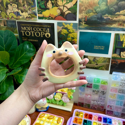 Siamese Kitten Clay Hair Brooch