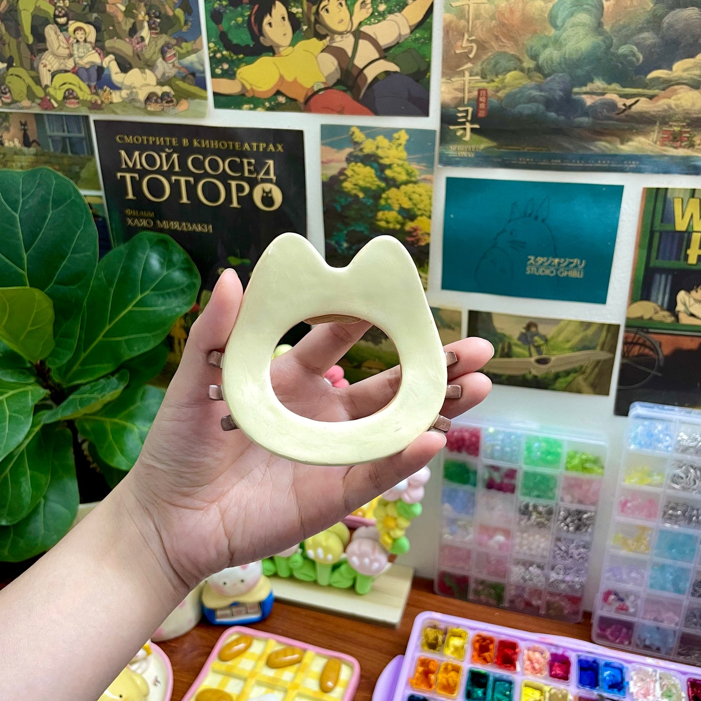 Siamese Kitten Clay Hair Brooch