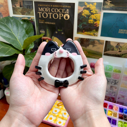 Tuxedo Kitten Clay Hair Brooch