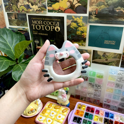 Grey Kitten Clay Hair Brooch