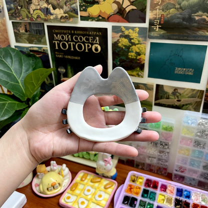 Grey Kitten Clay Hair Brooch