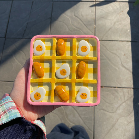 Cute Bread - Egg Tic tac toe clay board