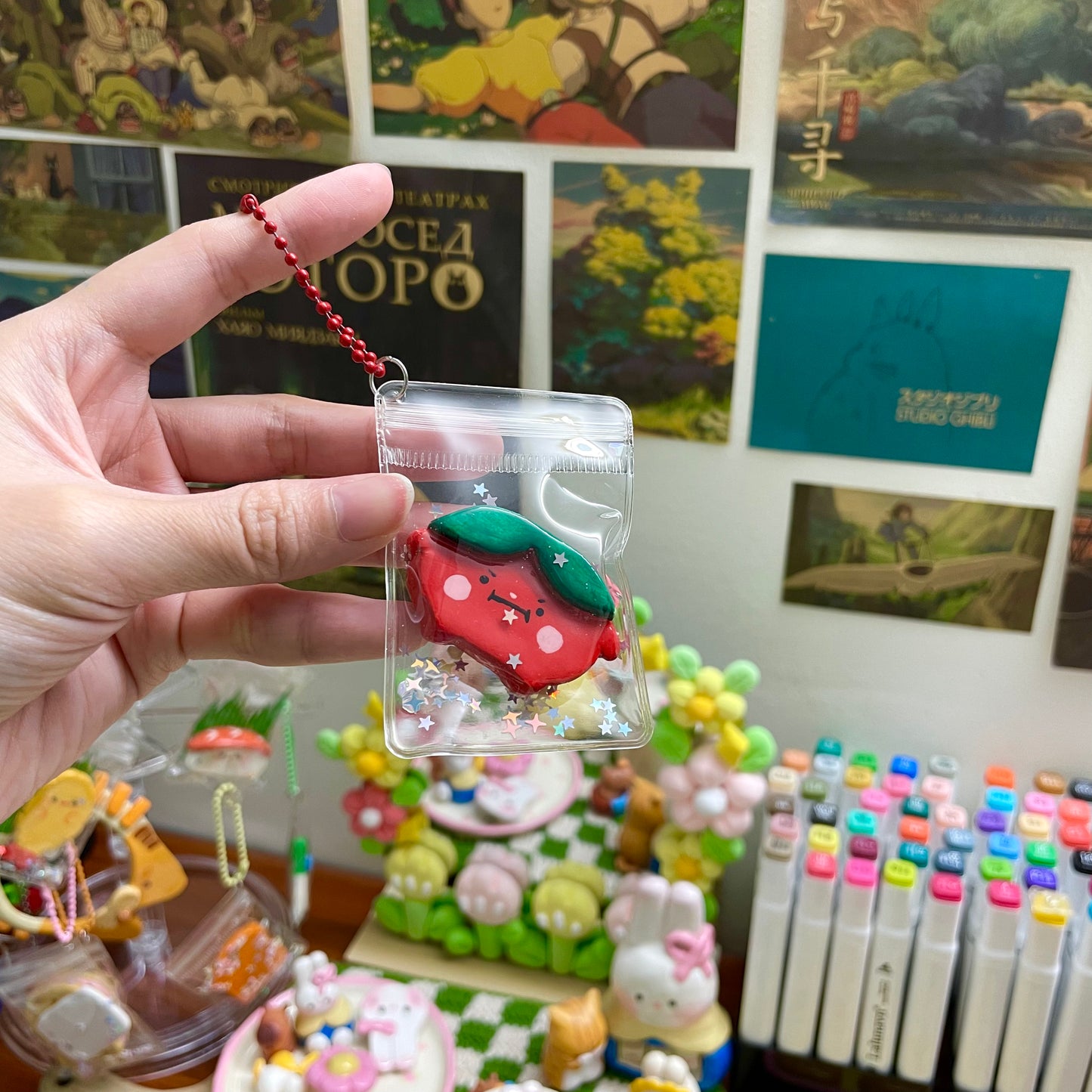 Angry Tomato Clay Keychain