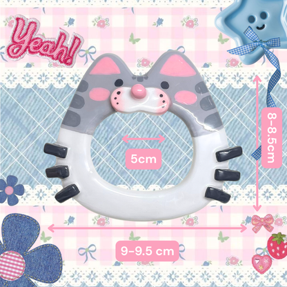 Grey Kitten Clay Hair Brooch