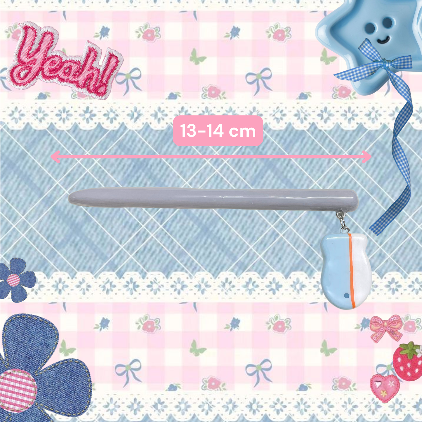 Grey Kitten Clay Hair Brooch