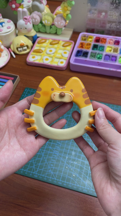 Orange Kitten Clay Hair Brooch