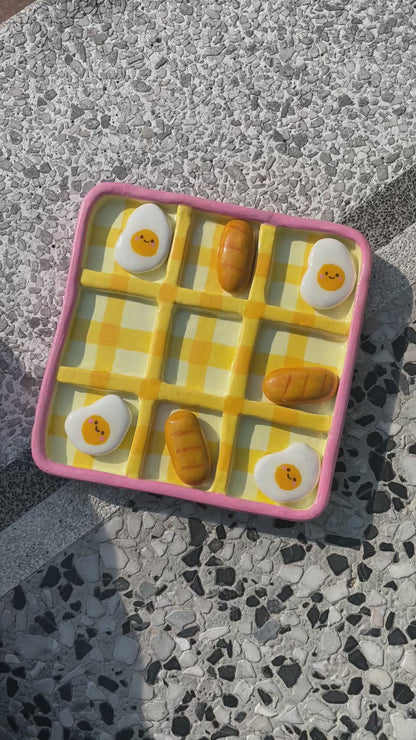 Cute Bread - Egg Tic tac toe clay board