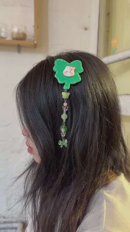 Lucky Clover Bunny GiGi Clay Hair Clip