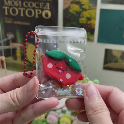 Angry Tomato Clay Keychain